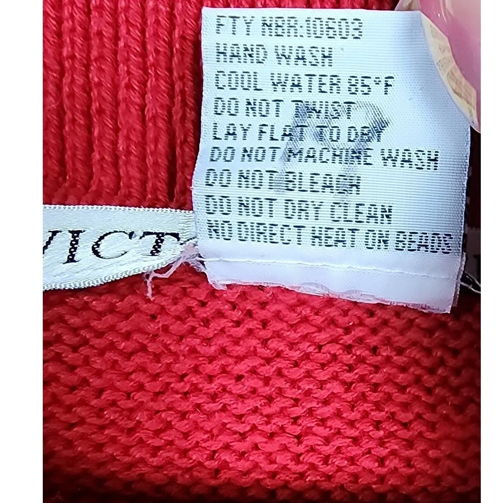Vtg Victoria Jones Red Beaded Cowl Neck Sweater Top Womens Size L‎ Ramie Cotton
